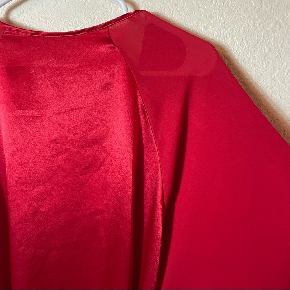 Victorias Secret Vintage‎ Gold Label Red Tie Waist Sheer Sleeve Robe size M/L - Picture 7 of 9